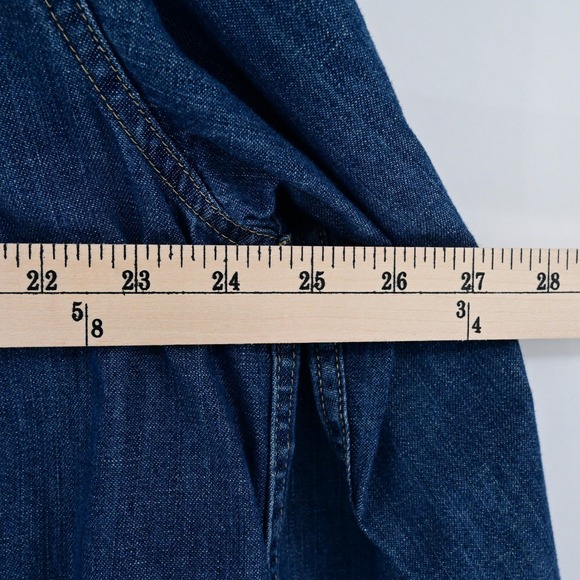 LL Bean M L/T100% Cotton Heavy Denim Traditional Fit Long Sleeve Shirt Classic - Picture 8 of 12